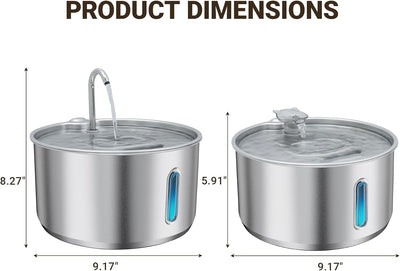 Fuente agua acero inox para gatos 4L silenciosa