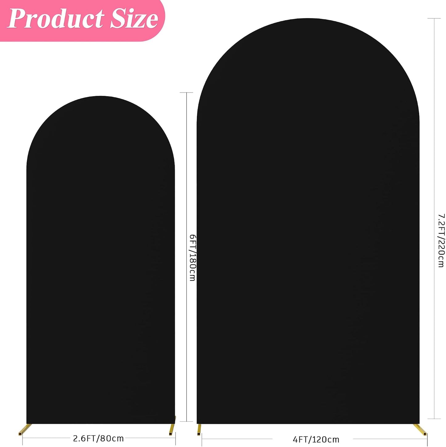 Funda arco boda 7.2ft spandex negro ajustado juego 2