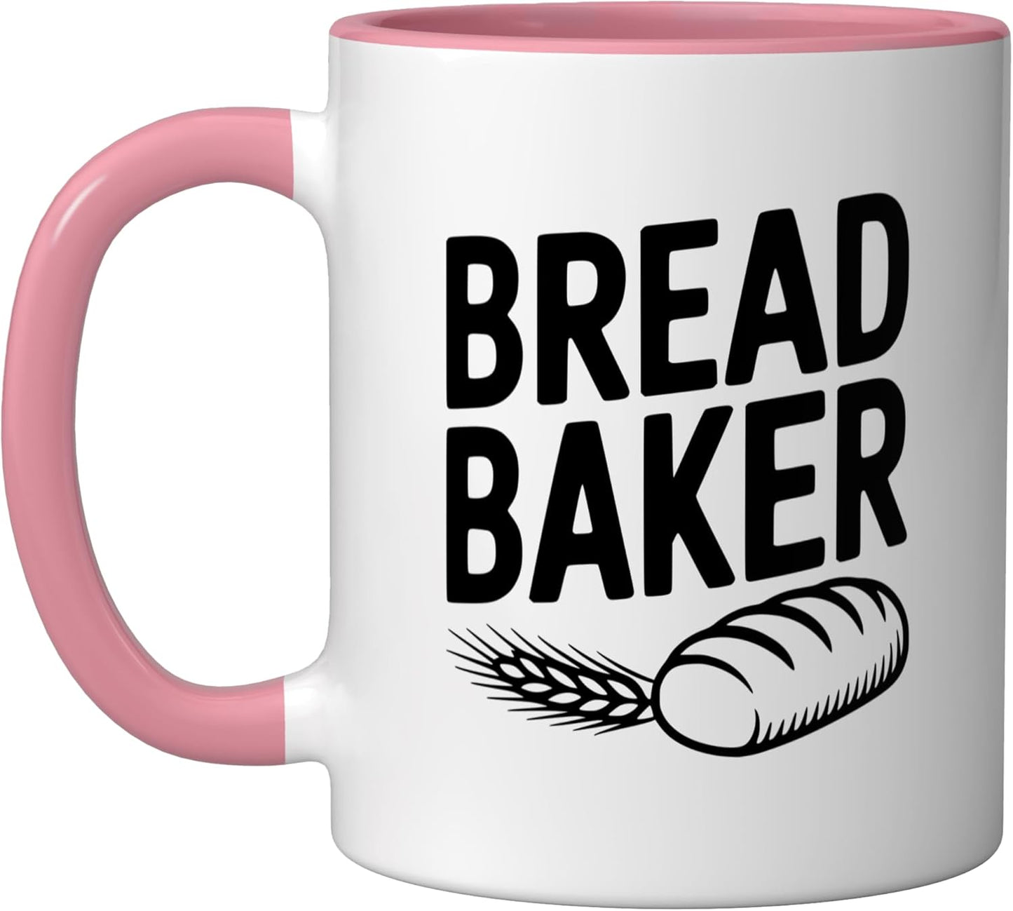 Taza cerámica para panadero rosa/blanca