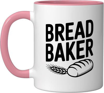 Taza cerámica para panadero rosa/blanca