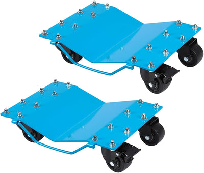 Set 2 Carros Ruedas Acero Manganeso Placa Antiderrap 16x13pulg Azul