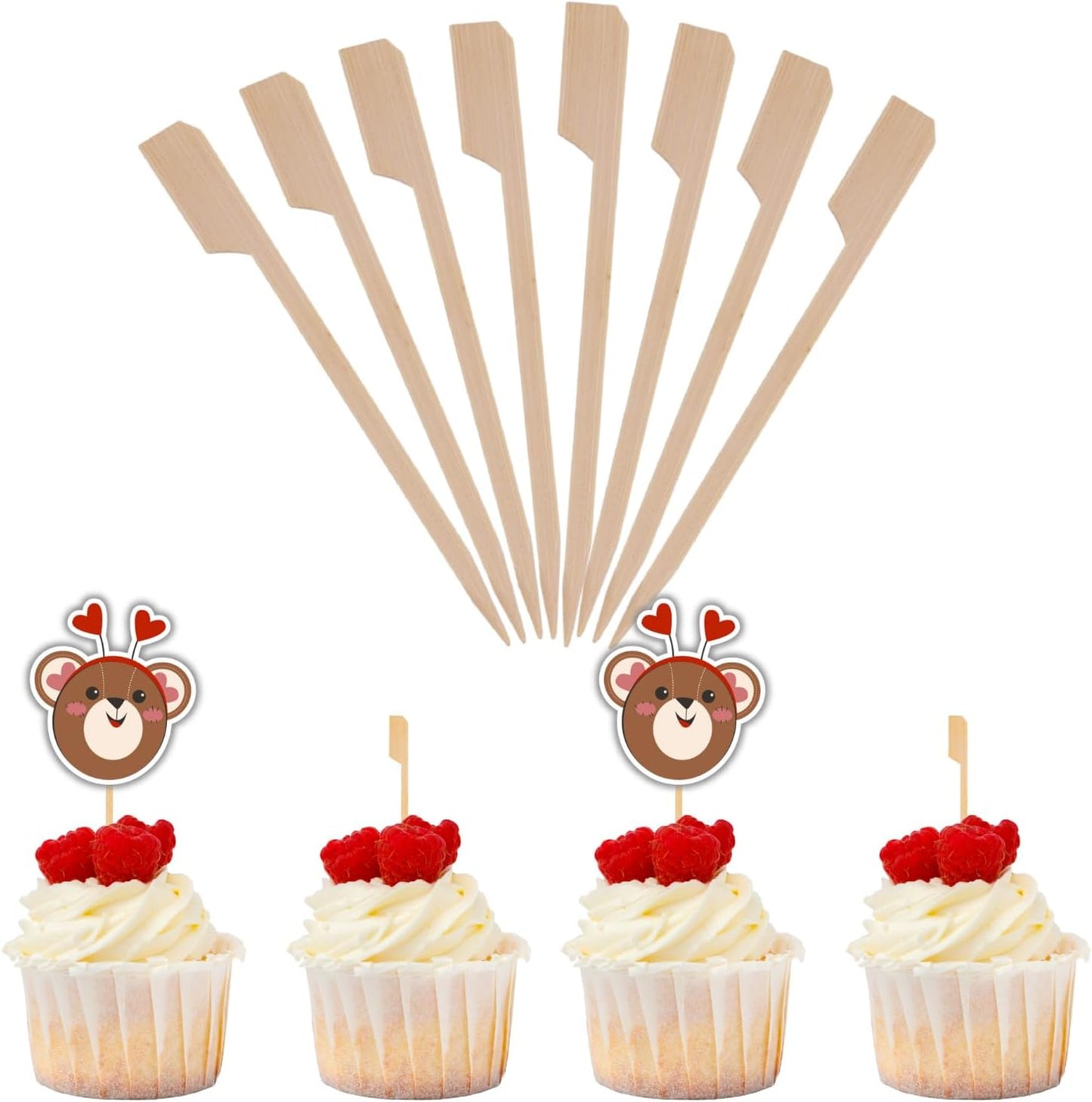 Palillos bambú decoración cupcakes 3.5pulg paquete 500