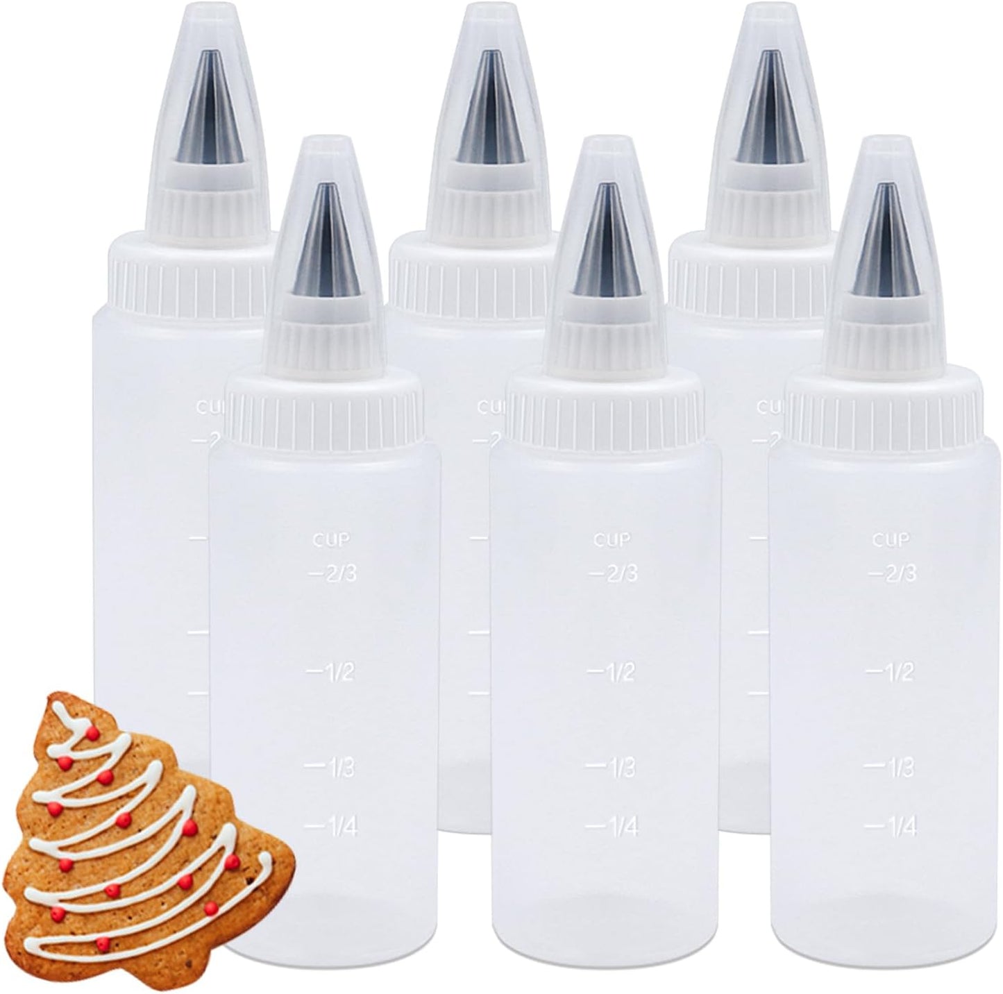 Botellas exprimibles para glaseado de galletas y panqueques, 6 unidades