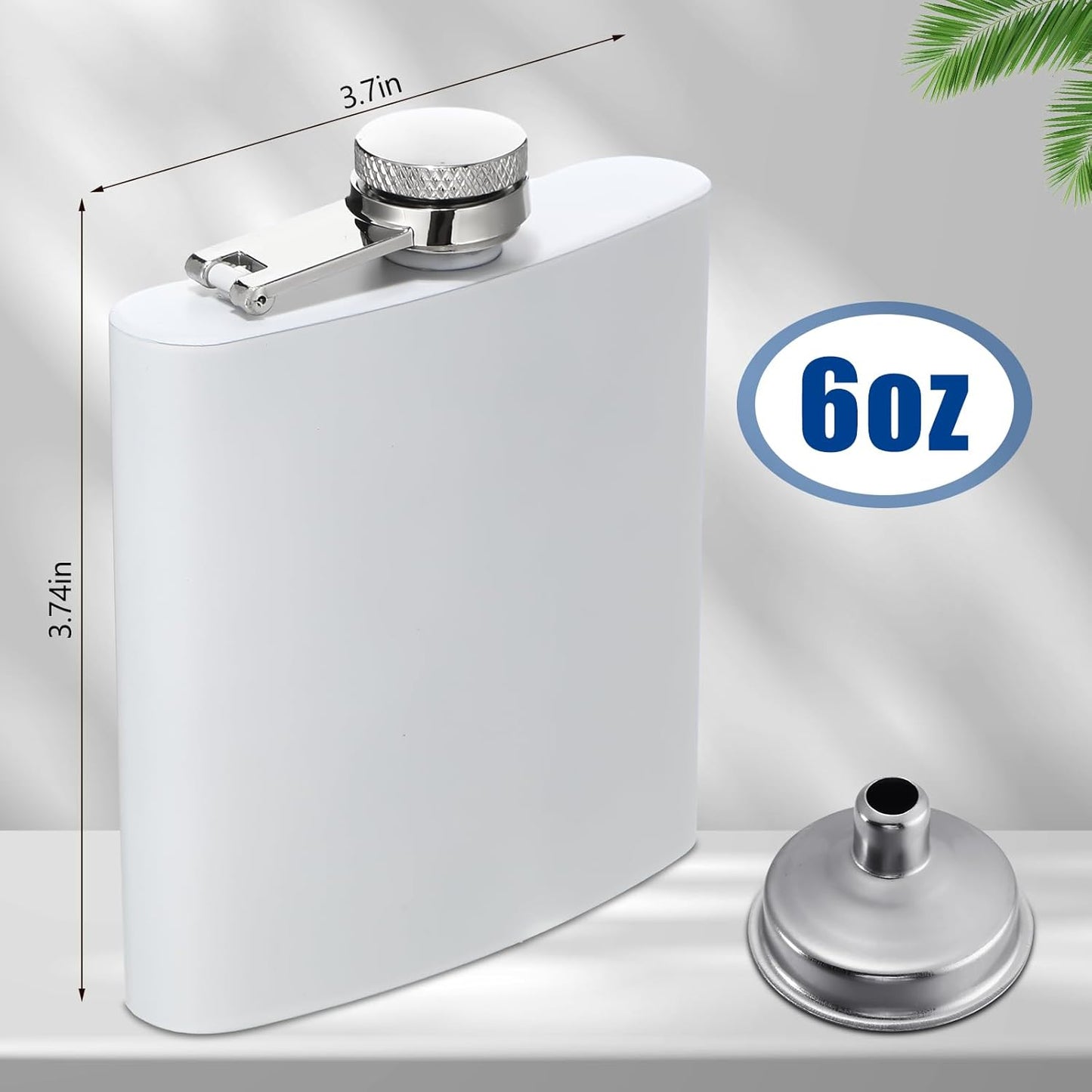 Set 30 Frascos Acero Inox Con Embudo Bolsillo 6oz Blanco