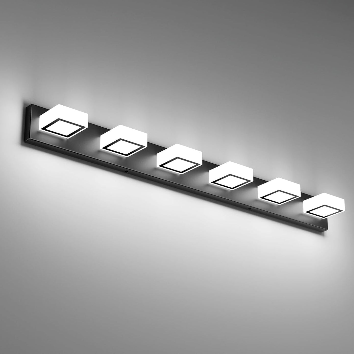 Luces tocador baño negro mate 48pulg LED 6000K