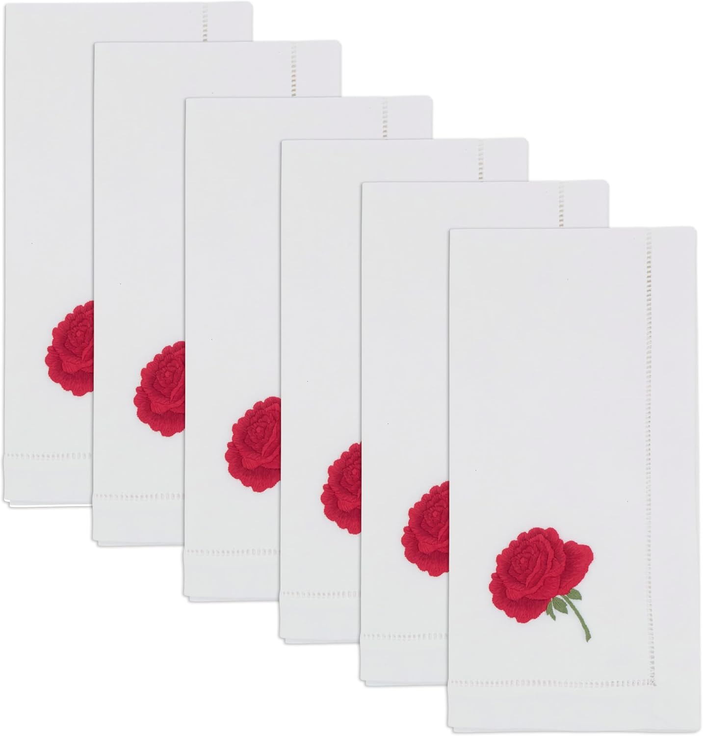 Set 6 servilletas algodón bordado floral 20x20pulg