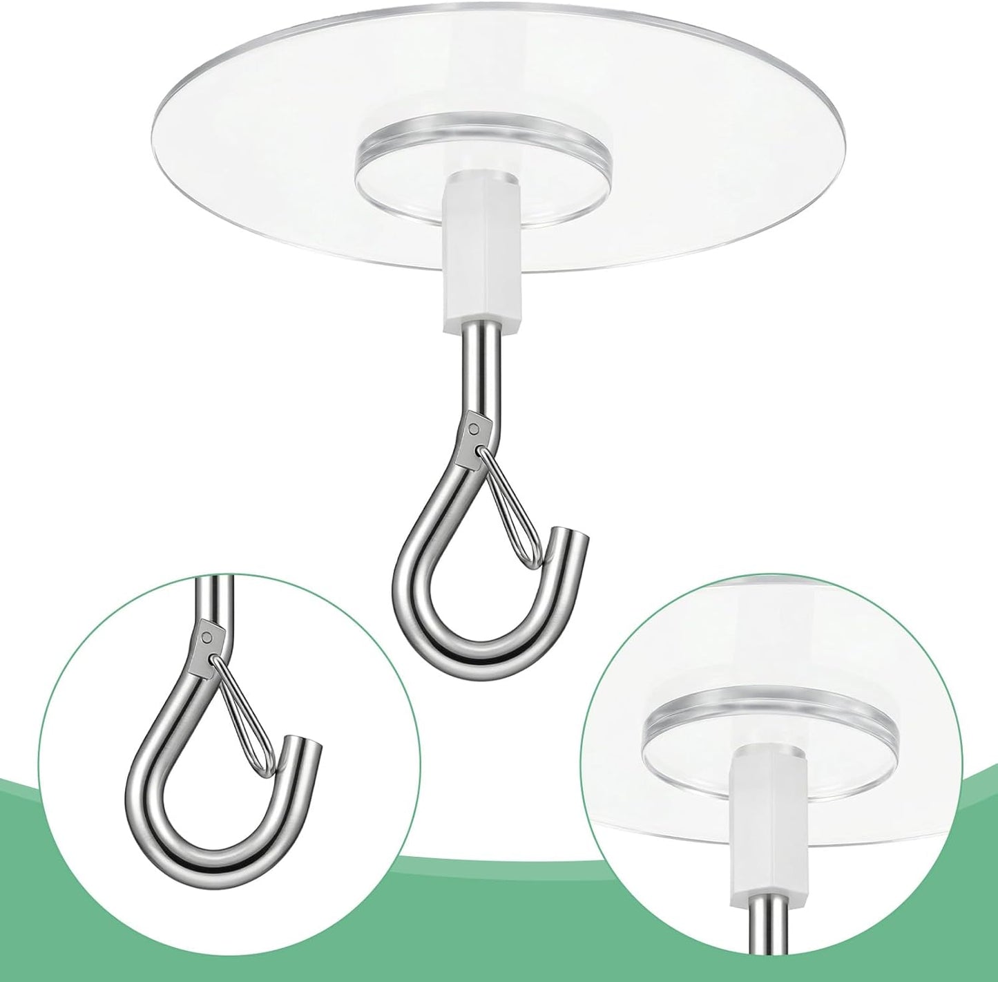 3 Pzas Gancho Techo Sin Taladro 6.5cm Resistente Agua