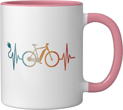 Taza cerámica para bicicleta eléctrica ciclista rosa/blanca