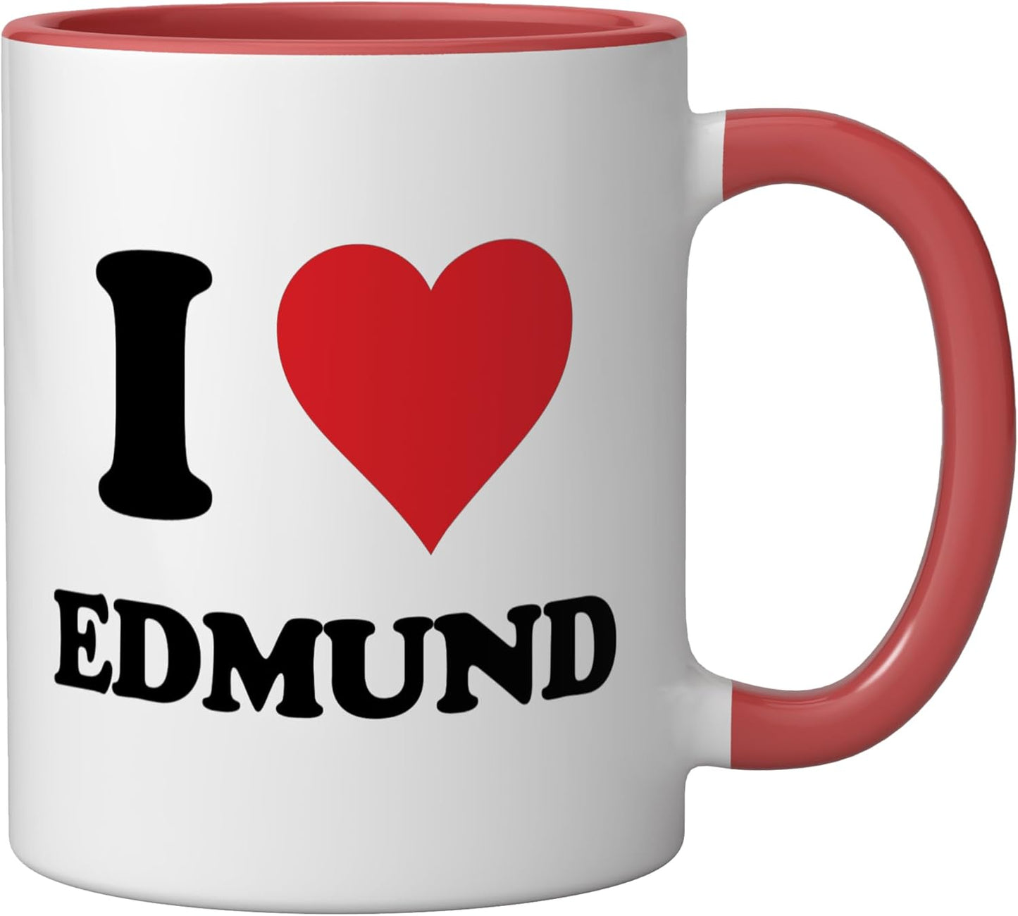 Taza de cerámica personalizada con nombre, roja y blanca