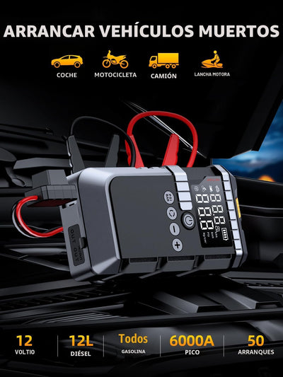 Arrancador batería 12V con compresor aire 160PSI y pantalla LED