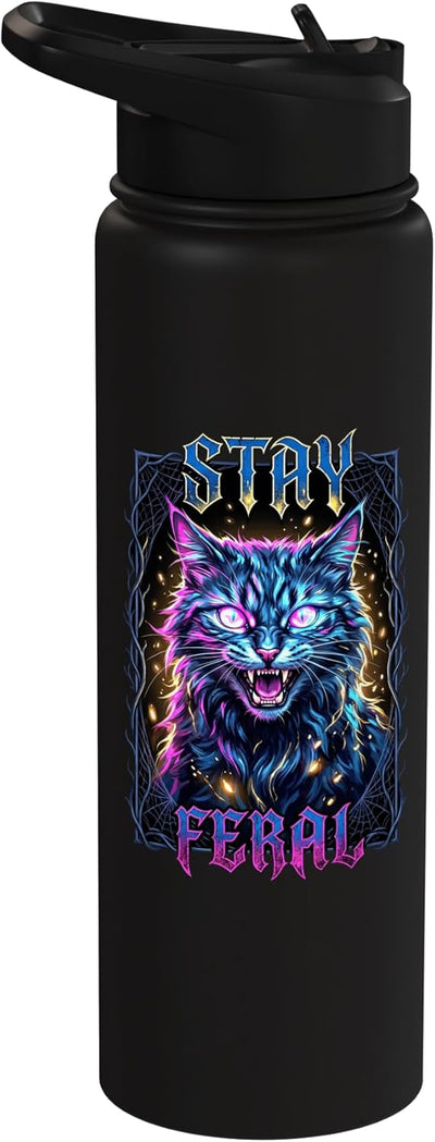 Bottle de agua acero inoxidable insulado para amantes de gatos memes