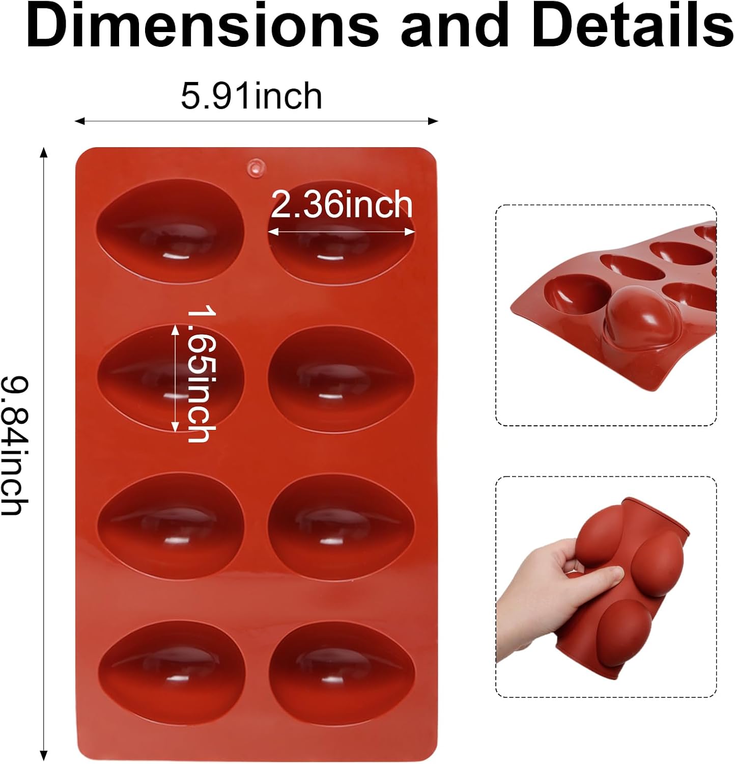 Paquete de 3 moldes de silicona para huevos 3D de 8 cavidades