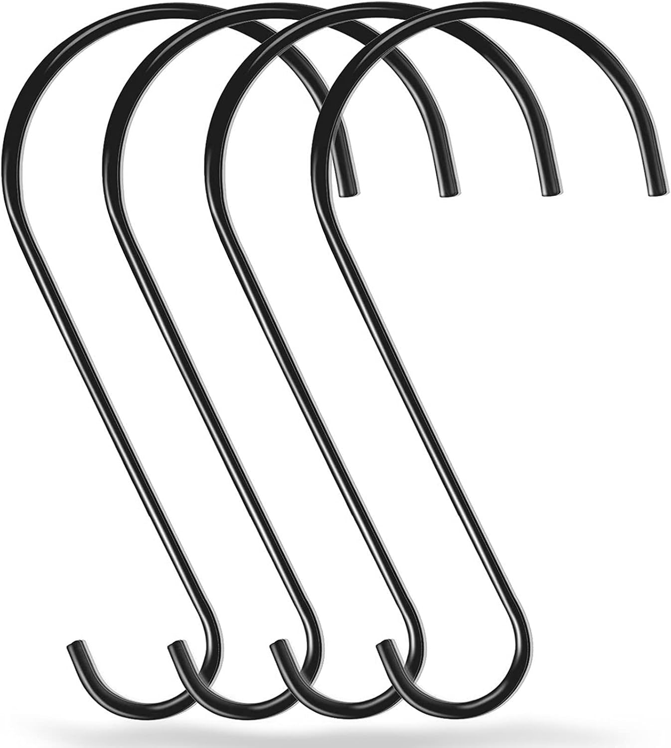 Ganchos S para plantas colgantes 12pulg set 4 negros