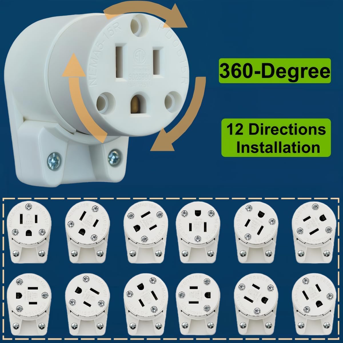 Enchufe hembra NEMA 5-15R 90 grados 15A 125V