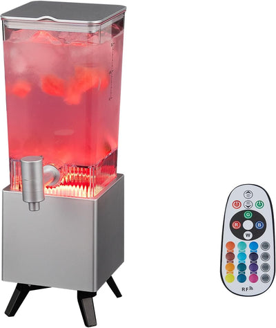 Dispensador bebidas LED cromado 2L con soporte y luz