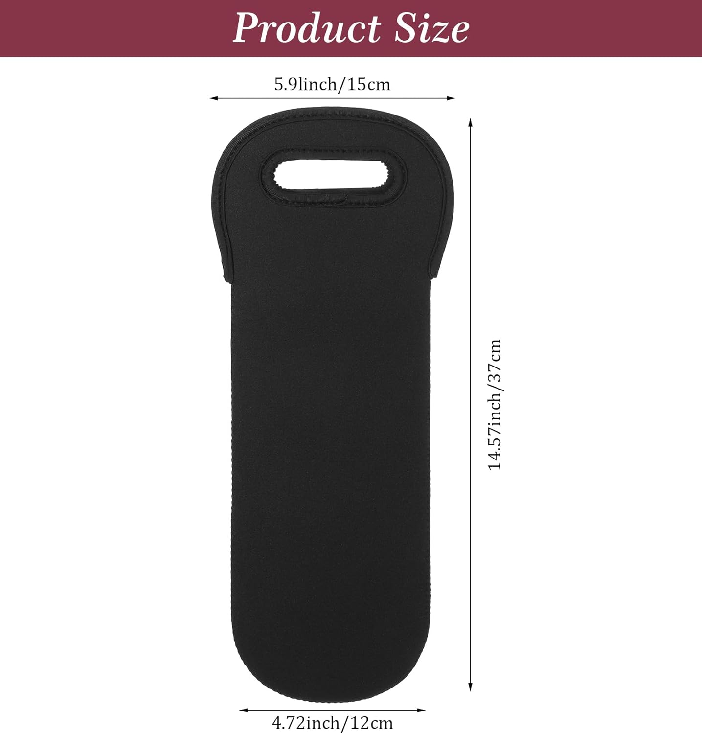 Bolsa aislada de neopreno para vino negro 14.2 x 5.3