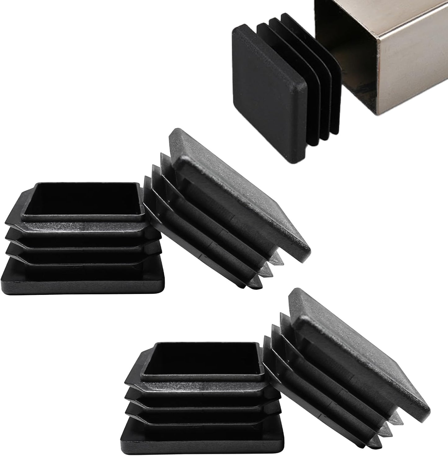 4 Tapones Plástico Cuadrado 1-3/8pulg Protección Patas Muebles