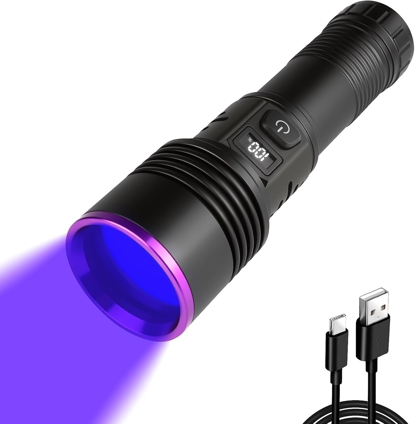 Linterna UV 365nm recargable para detección orina mascotas y resina