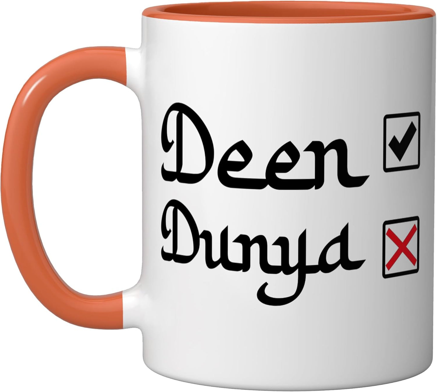 Taza Cerámica Deen Over Dunya Islam Halal Naranja/Blanco