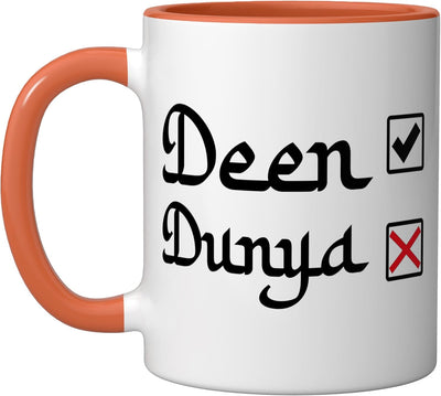 Taza Cerámica Deen Over Dunya Islam Halal Naranja/Blanco