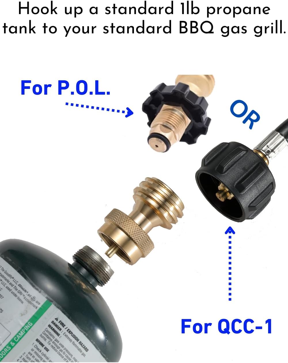 Adaptador propano latón 20lb a 1lb PZ-102