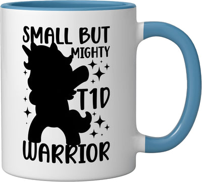 Taza cerámica para diabetes tipo 1 azul/blanco