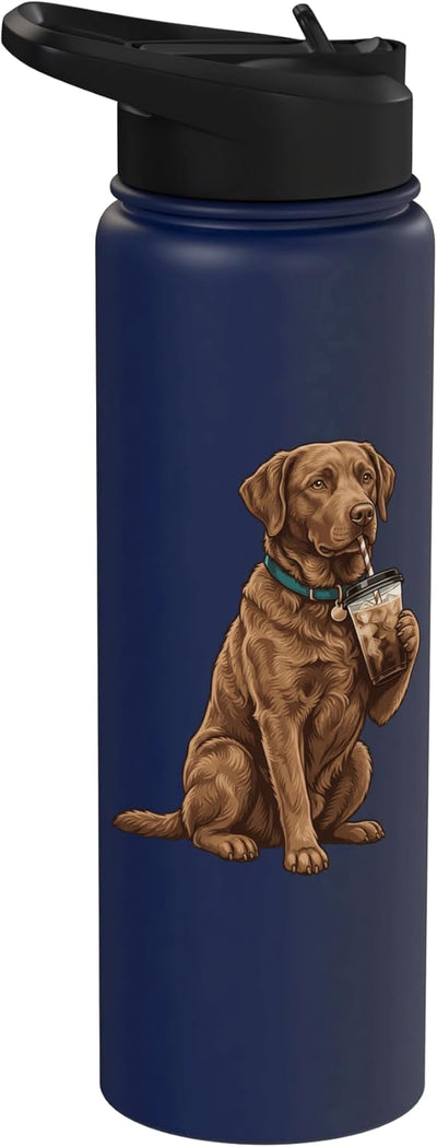 Botella de agua acero inoxidable para perro amante del café frío Chesapeake Bay Retriever
