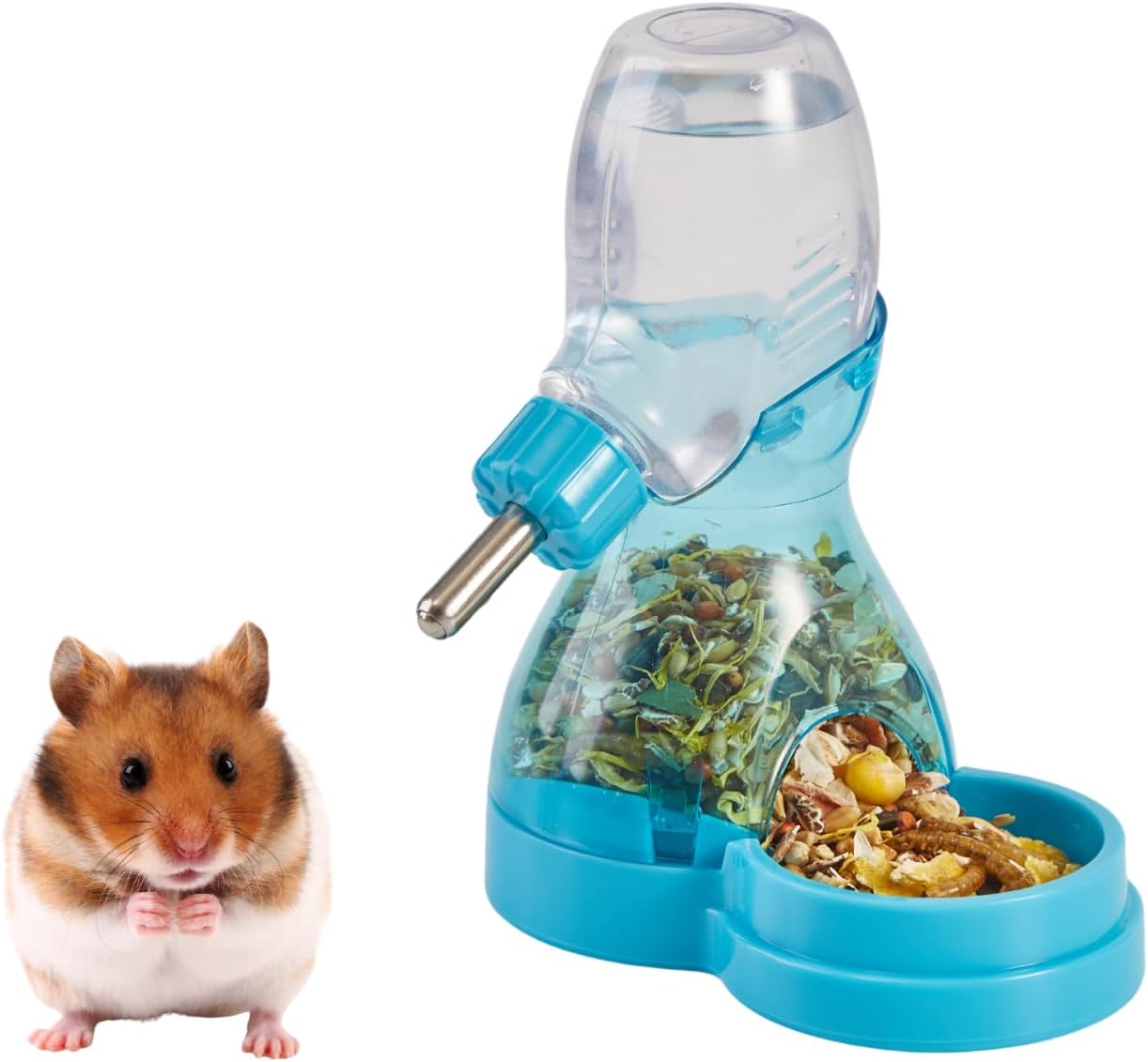 Botella agua hámster 2en1 sin goteo dispensador automático 3oz azul