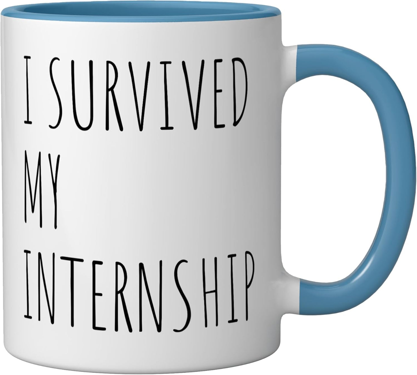 Taza Cerámica Frase Internship Sobreviví Azul/Blanco