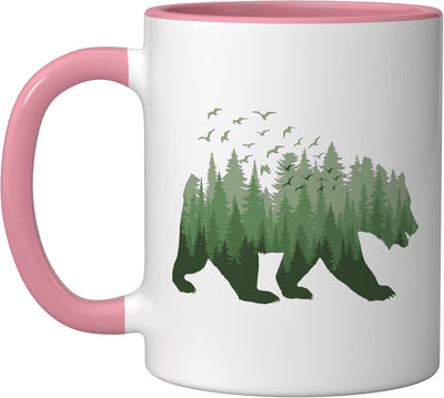 Taza cerámica de animales salvajes Nature Forest con osos en rosa/blanco