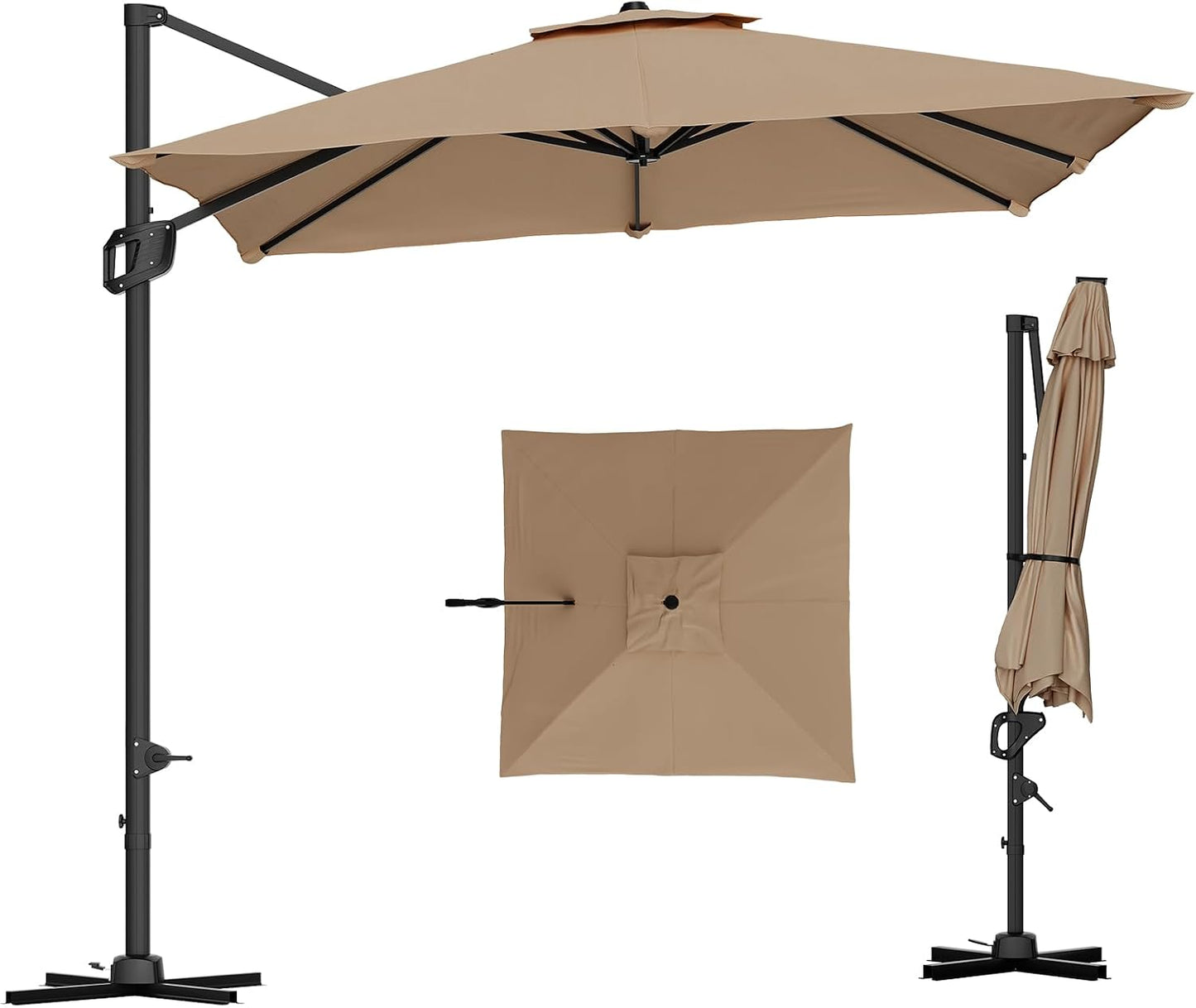 Sombrilla voladiza patio 10x10ft rotación 360