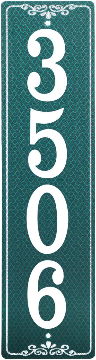 Placa aluminio números verticales para buzón 15.5x4pulg verde