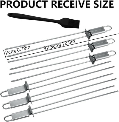 Brochetas planas de acero inoxidable doble punta 12.8 pulgadas paquete de 6