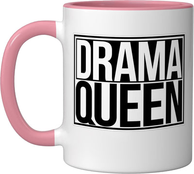 Taza cerámica Drama Queen rosa/blanca