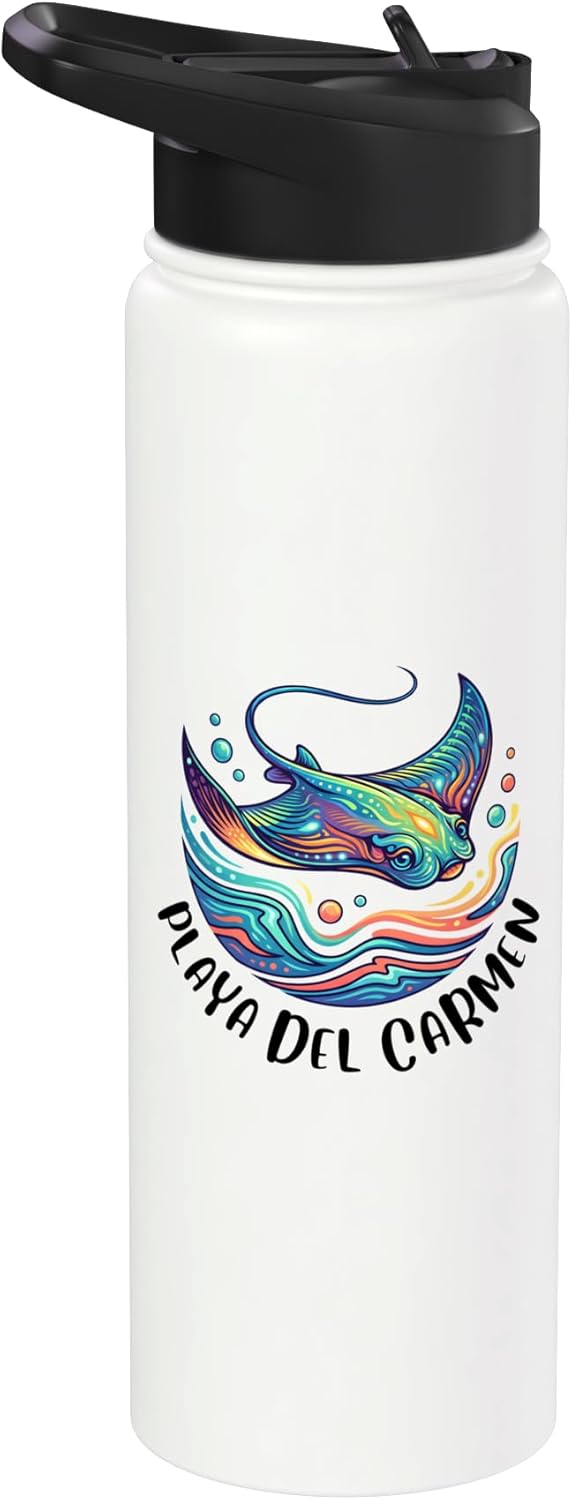 Botella de agua aislada de acero inoxidable Playa del Carmen