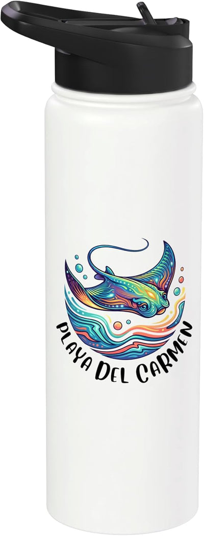 Botella de agua aislada de acero inoxidable Playa del Carmen