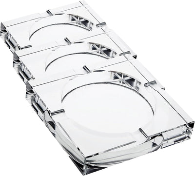 Cenicero cristal cuadrado transparente 7x7pulg set 3