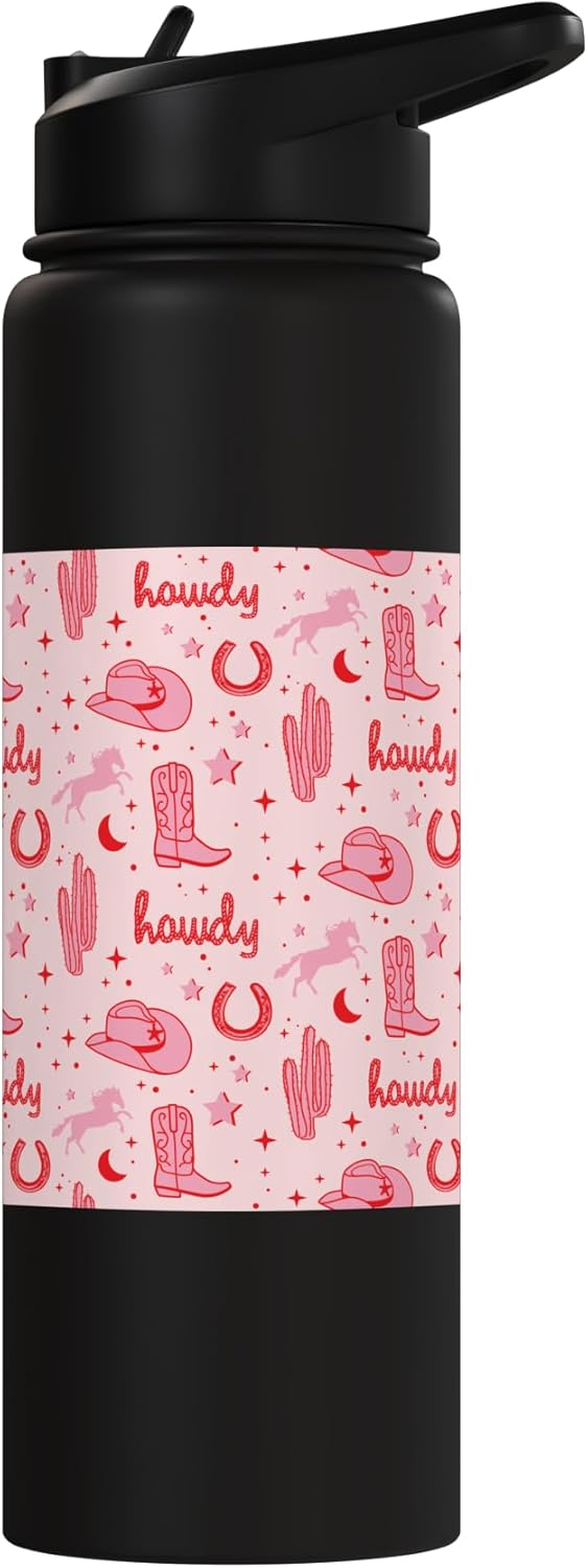 Botella de agua acero inoxidable pastel vaquera estilo cowgirl