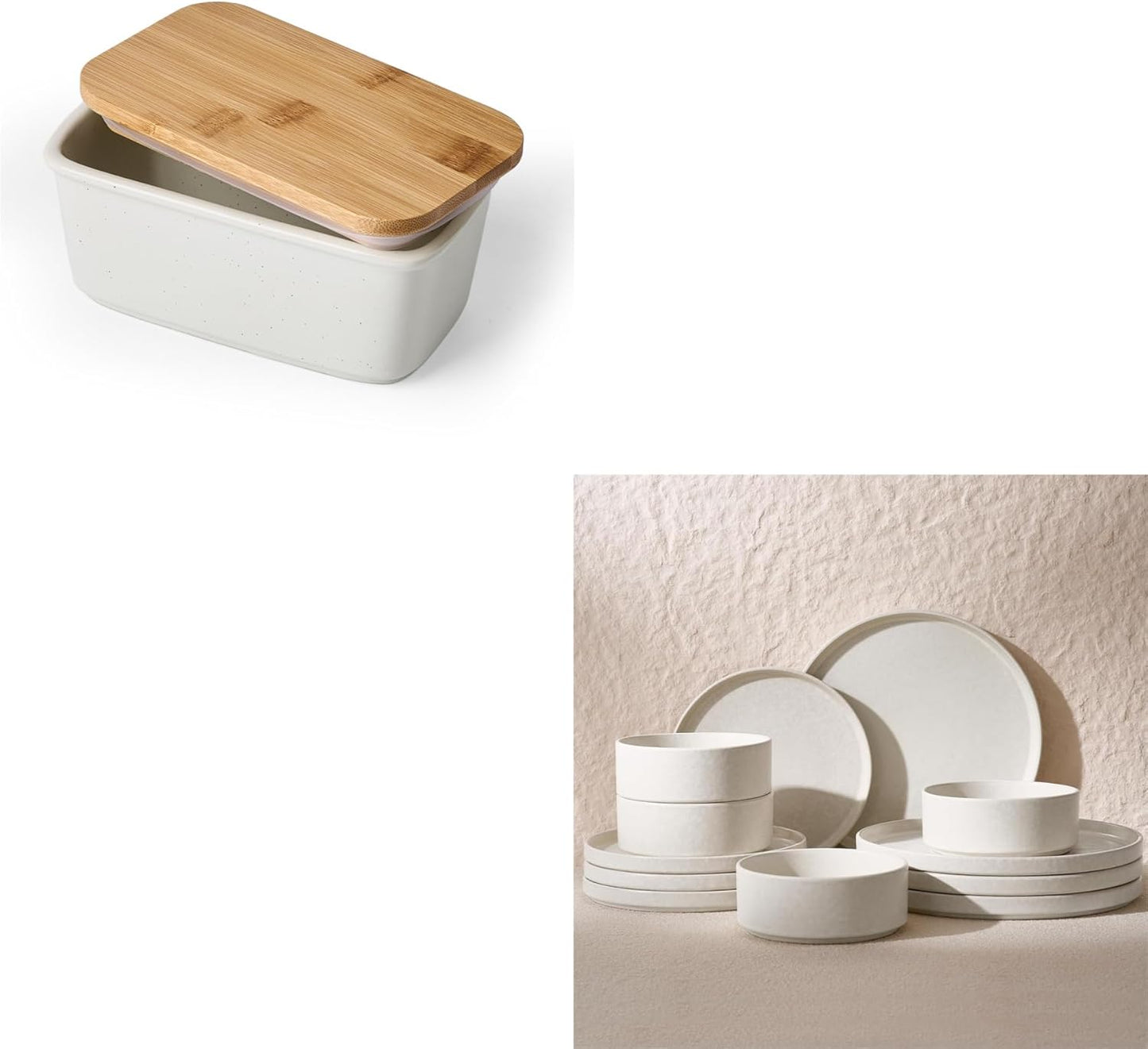 Plato mantequilla con tapa set 12 pzas blancos