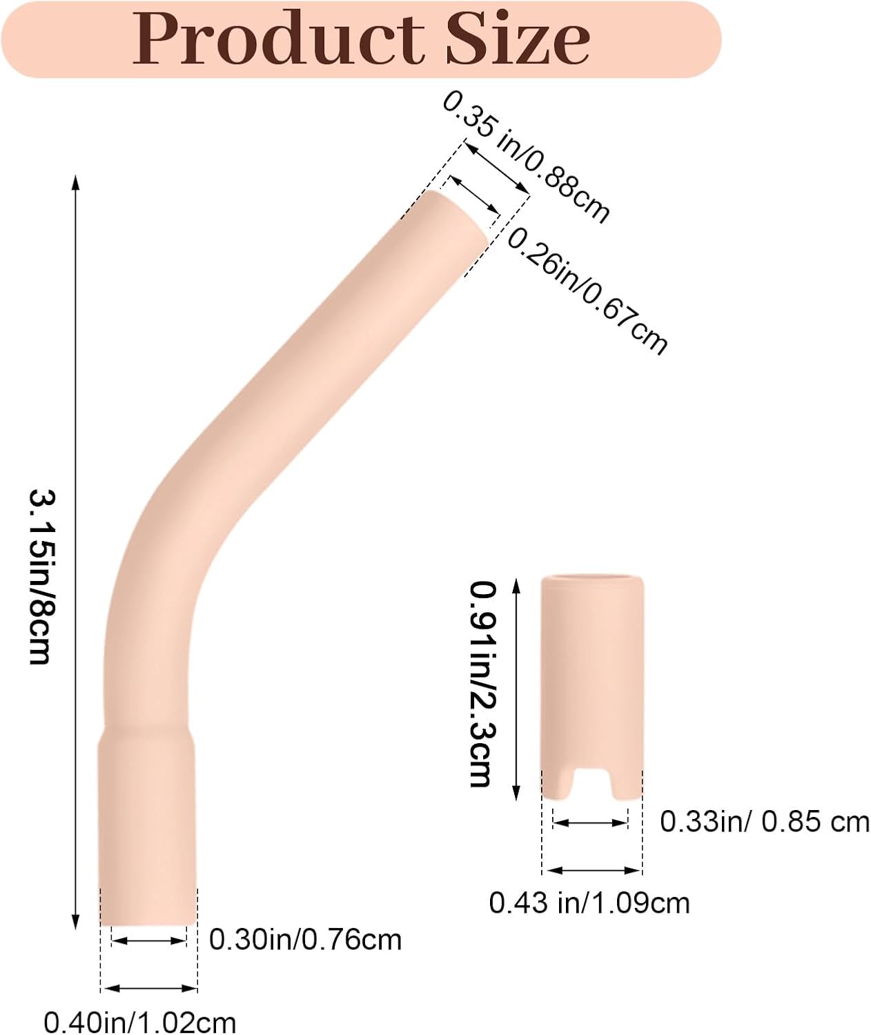 20 Puntas Silicona Cubiertas Goma Pajitas 0.315-0.394pulg