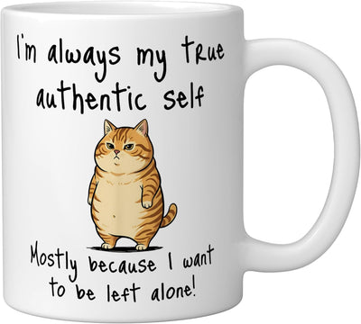 Taza Cerámica Blanca para Gato Sarcasta Auténtico