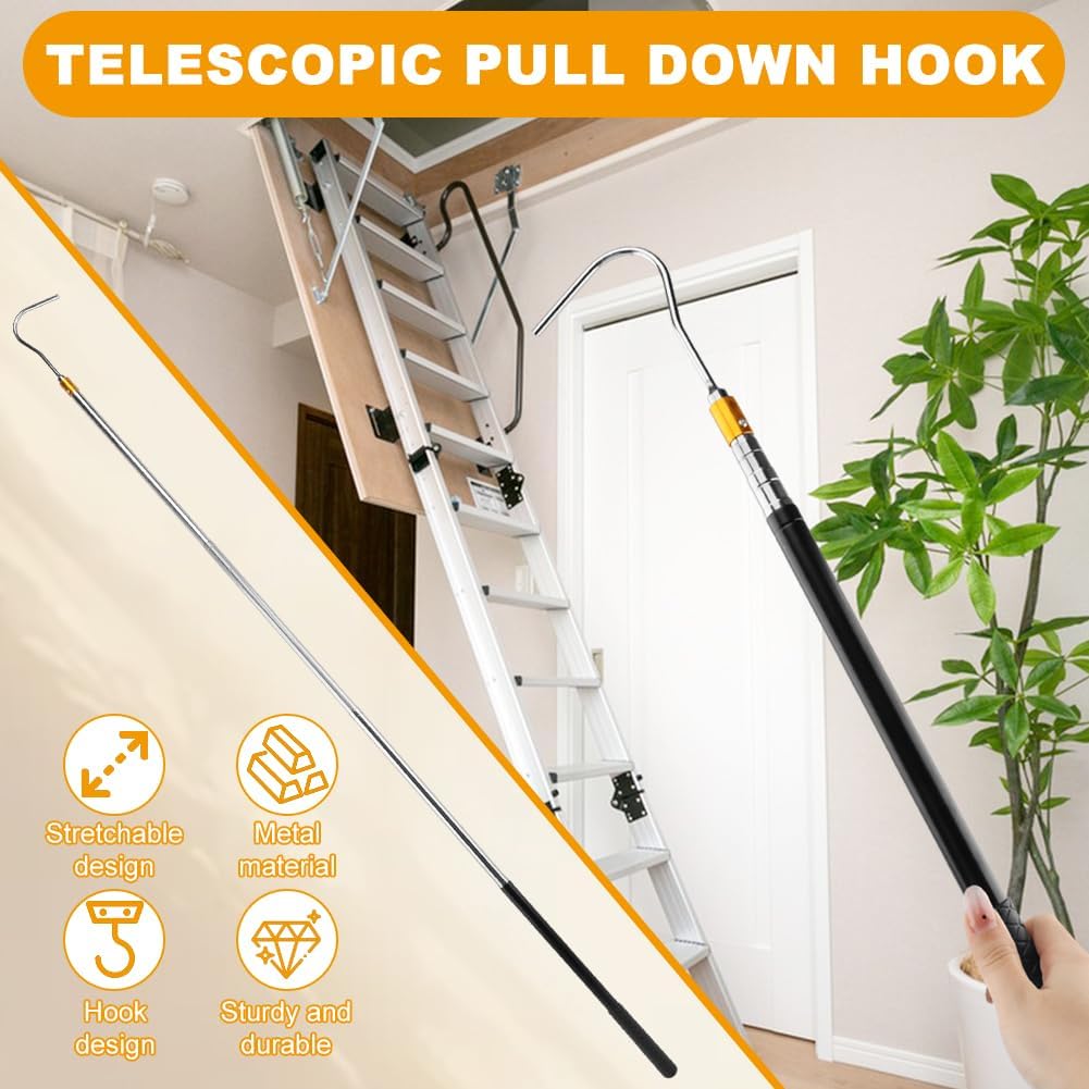 Gancho desplegable para ático kit escalera extensible 64pulg