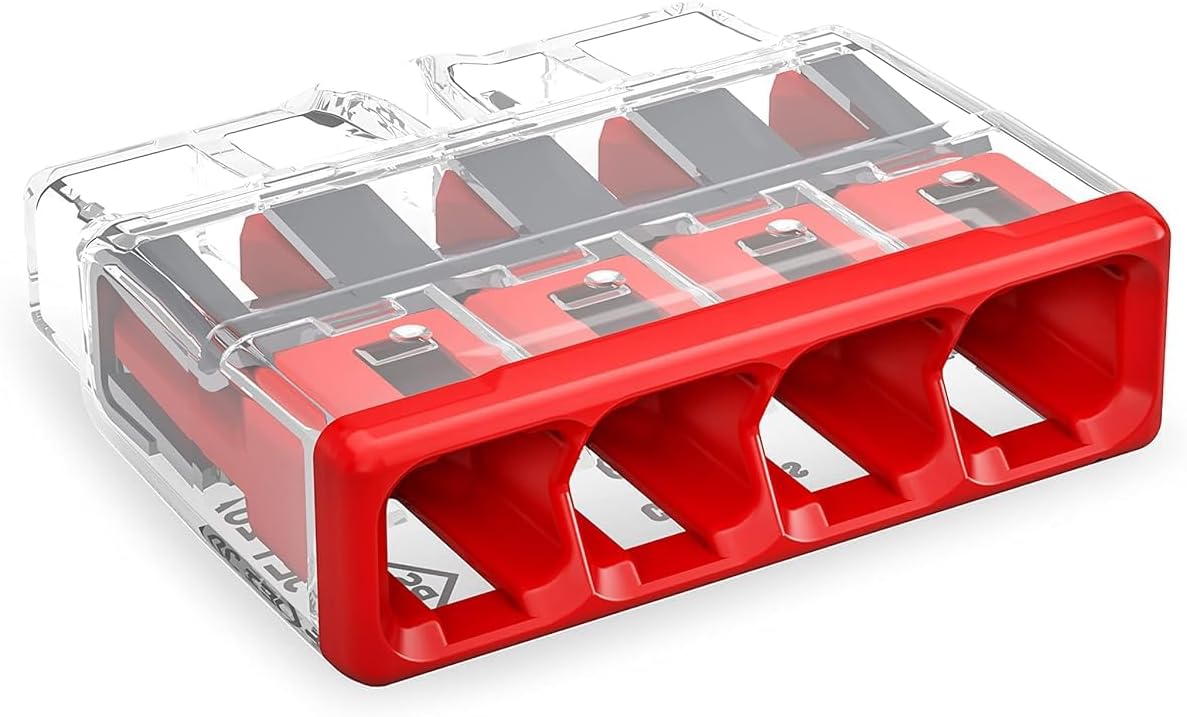Conector Pushwire 4 conductores cubierta roja 200 pzas