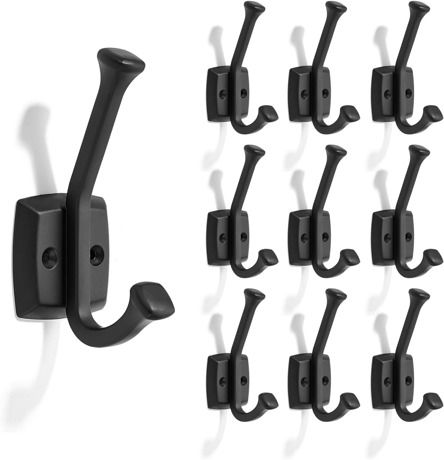 10 Ganchos Negros Resistentes para Puertas Baños Armarios