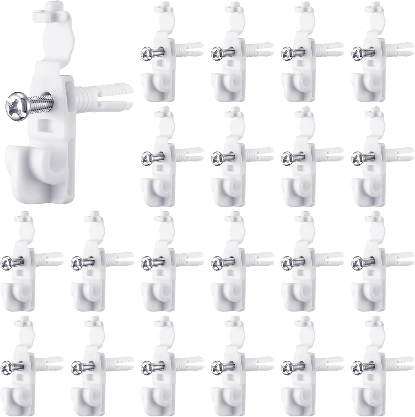 20 Clips Alambre Blanco Soportes Estantería Plástico