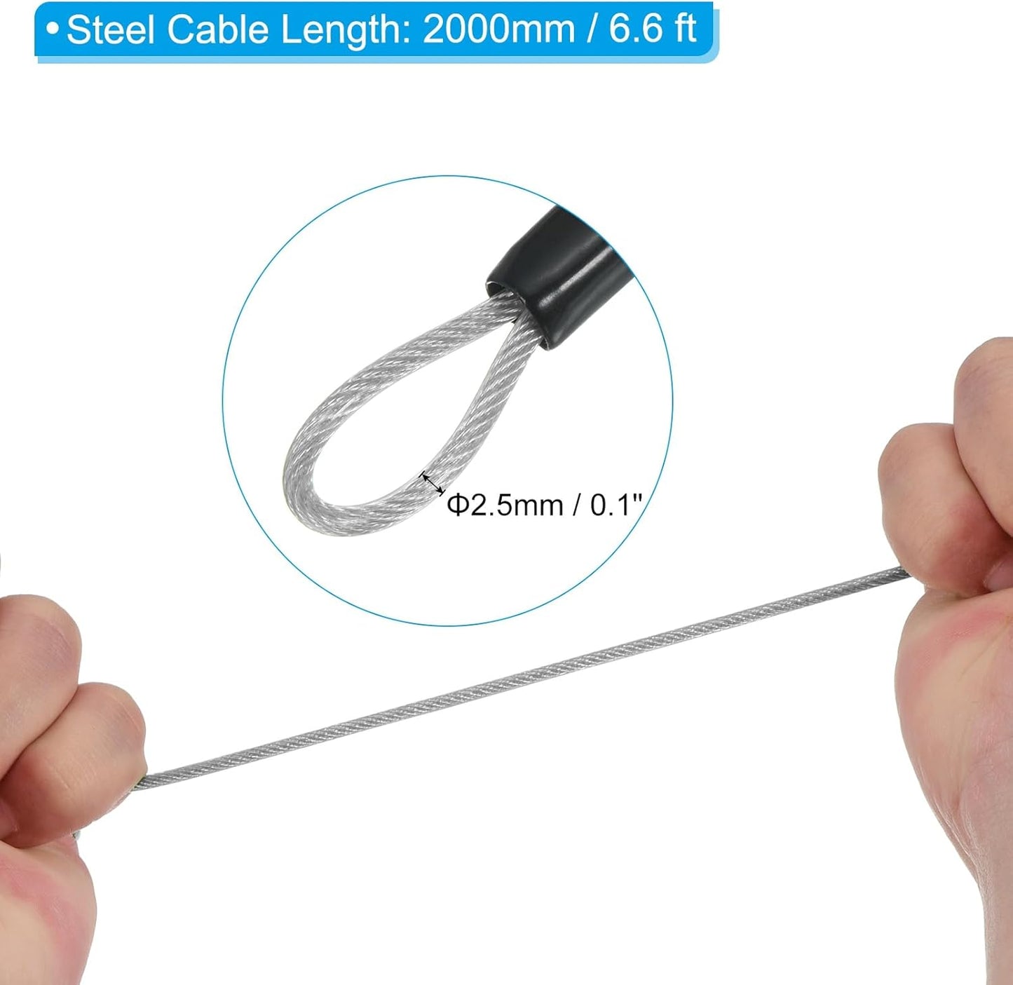 Cable acero con cerradura 3 dígitos 6.6pies para maleta