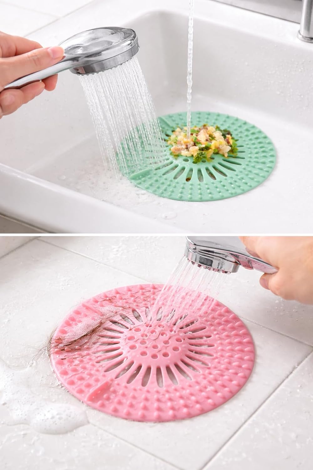 Recogedor pelo silicona drenaje ducha ajuste universal rosa