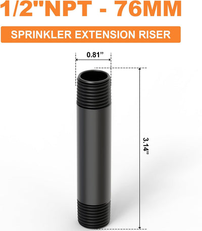 Extensión tubo macho PVC MNPT 1/2pulg 12uds cabeza rociador riego