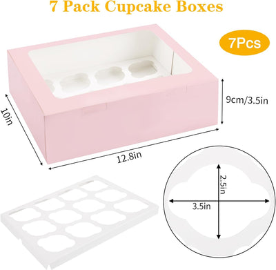 Cajas para magdalenas y cupcakes con ventana Moretoes rosa