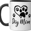 Taza de cerámica para perros con huella de pata y corazón, negro/blanco